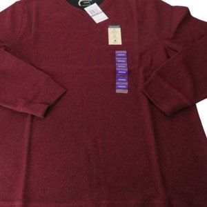NWT Men's Medium Burgandy Faux Layered, Ribbed Sweater